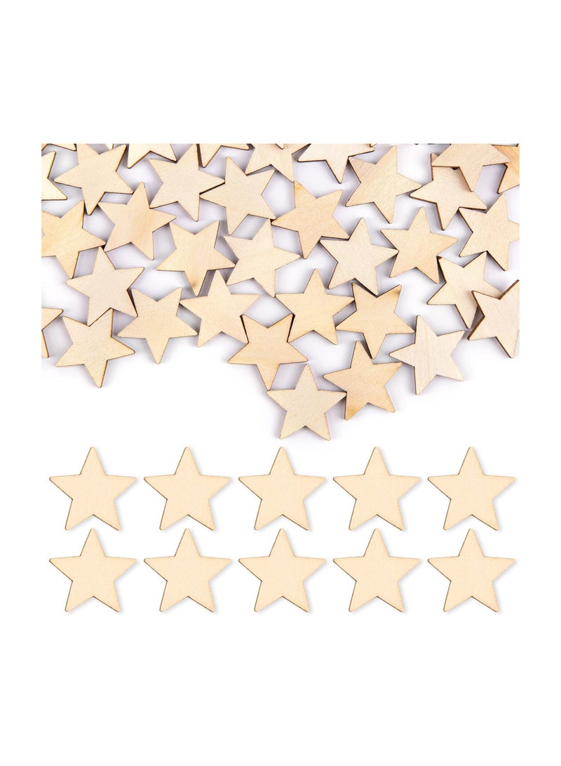 SYOSI 200Pcs Unfinished Wood Craft Stars Natural Wooden Blanks Pentagram Star for Party Wedding and Crafts DIY Projects - Image 1