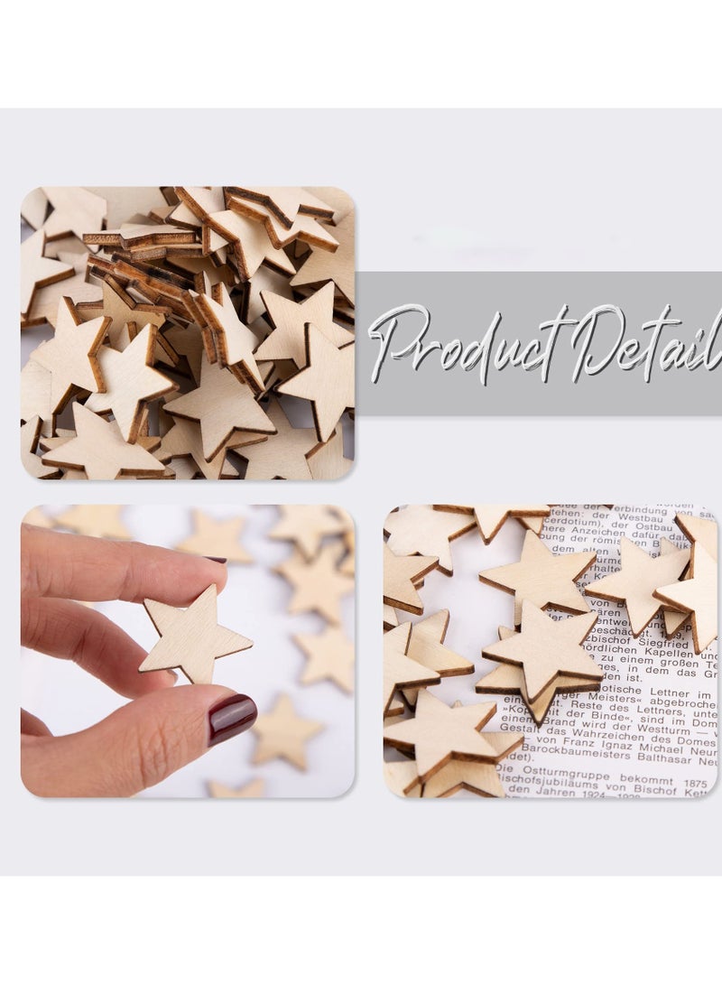 SYOSI 200Pcs Unfinished Wood Craft Stars Natural Wooden Blanks Pentagram Star for Party Wedding and Crafts DIY Projects - Image 3