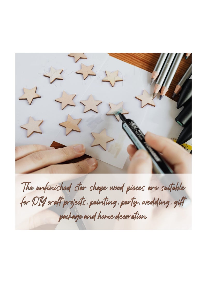 SYOSI 200Pcs Unfinished Wood Craft Stars Natural Wooden Blanks Pentagram Star for Party Wedding and Crafts DIY Projects - Image 2