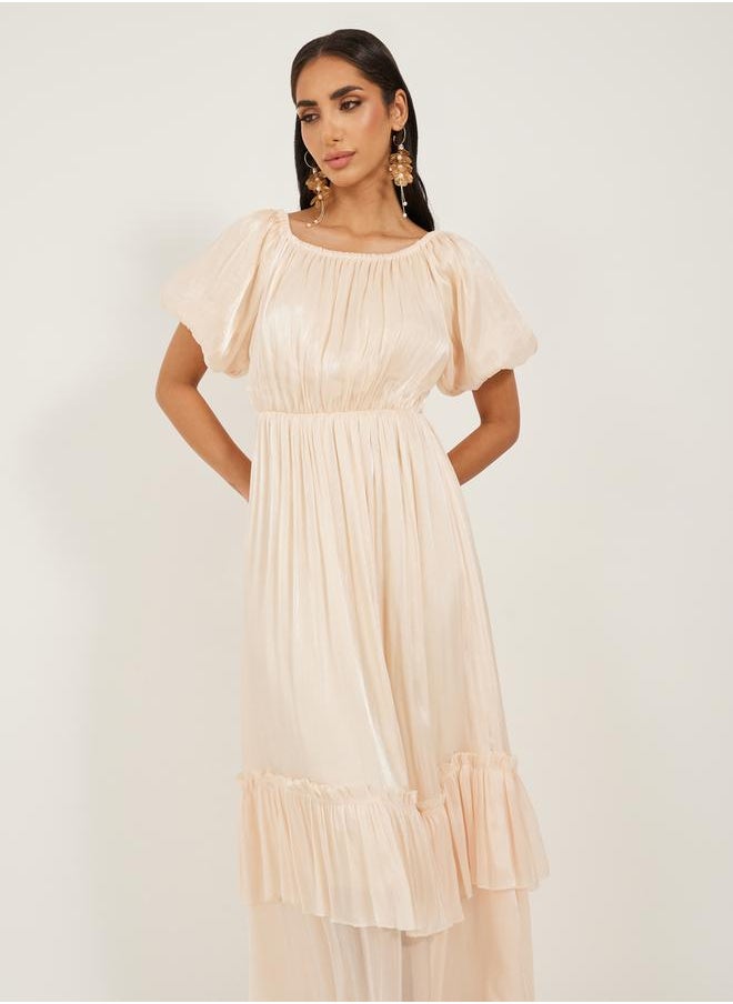 Ruffled Chiffon Midi Dress