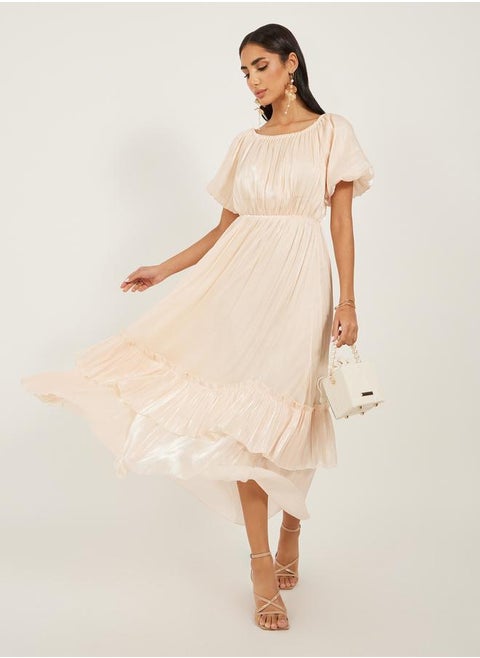 Ruffled Chiffon Midi Dress
