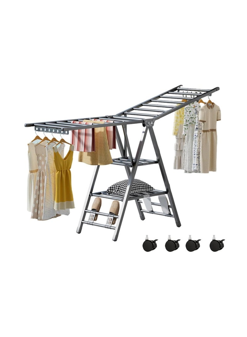 OakTree Carbon Steel Clothes Drying Rack, 3-Tier Clothes Drying Stand, Foldable Laundry Standing Dry Racks for Indoor Outdoor Use - Image 1