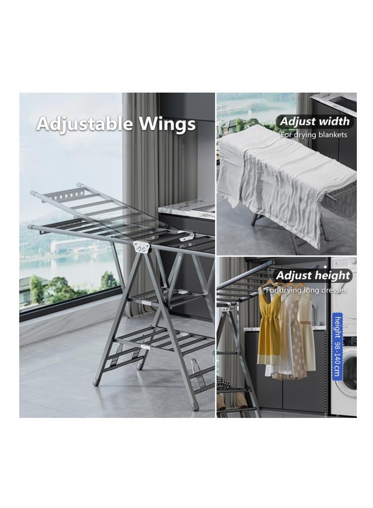 OakTree Carbon Steel Clothes Drying Rack, 3-Tier Clothes Drying Stand, Foldable Laundry Standing Dry Racks for Indoor Outdoor Use - Image 5