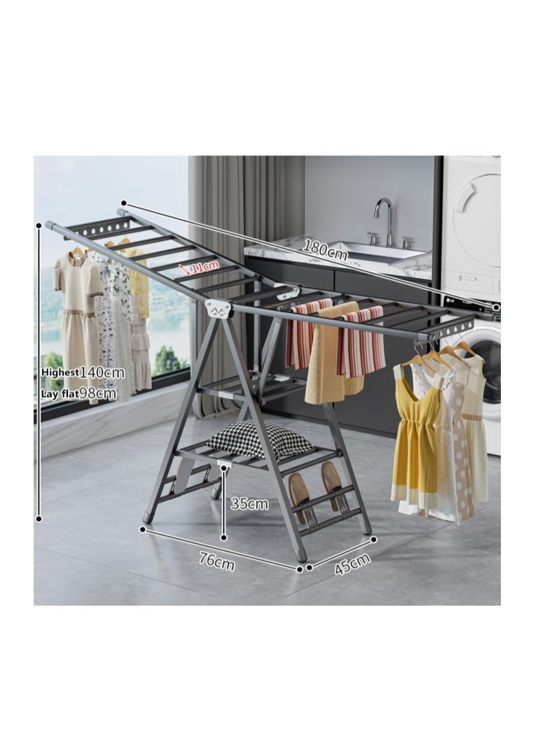 OakTree Carbon Steel Clothes Drying Rack, 3-Tier Clothes Drying Stand, Foldable Laundry Standing Dry Racks for Indoor Outdoor Use - Image 2