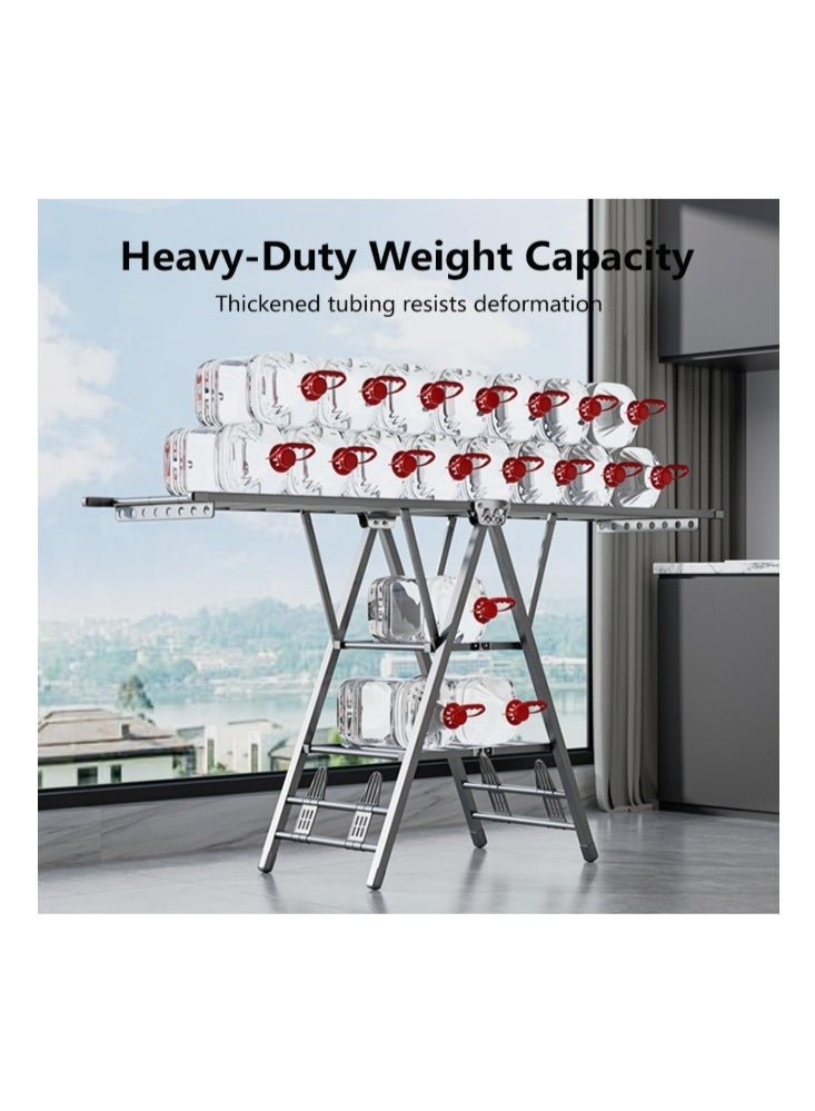 OakTree Carbon Steel Clothes Drying Rack, 3-Tier Clothes Drying Stand, Foldable Laundry Standing Dry Racks for Indoor Outdoor Use - Image 3
