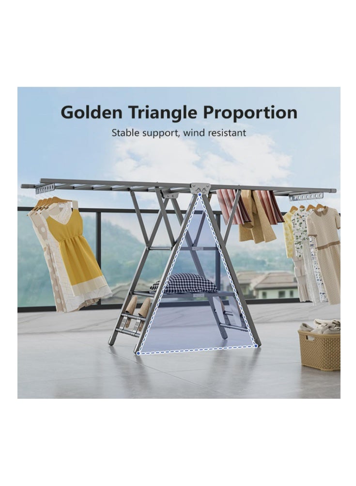 OakTree Carbon Steel Clothes Drying Rack, 3-Tier Clothes Drying Stand, Foldable Laundry Standing Dry Racks for Indoor Outdoor Use - Image 4