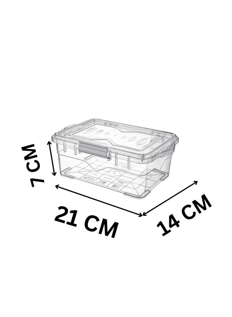 Titiz Reusable container box BPA free food storage container airtight seal lid & clips dishwasher & freezer safe transparent/grey. 1 liter - Image 2