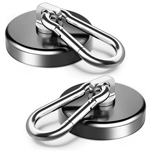 FINDMAG Magnetic Hooks 170LBS Heavy Duty Magnet with Carabiner Hook Strong Magnetic Hooks for Hanging for Home Cruise Ship Office Locker Workplace Refrigerator or Travel 2 Pack - Image 1