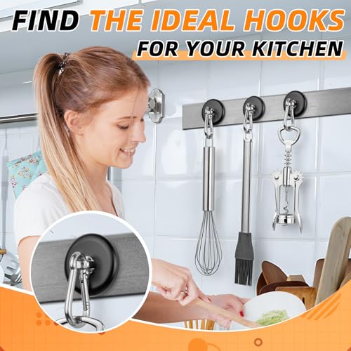 FINDMAG Magnetic Hooks 170LBS Heavy Duty Magnet with Carabiner Hook Strong Magnetic Hooks for Hanging for Home Cruise Ship Office Locker Workplace Refrigerator or Travel 2 Pack - Image 3
