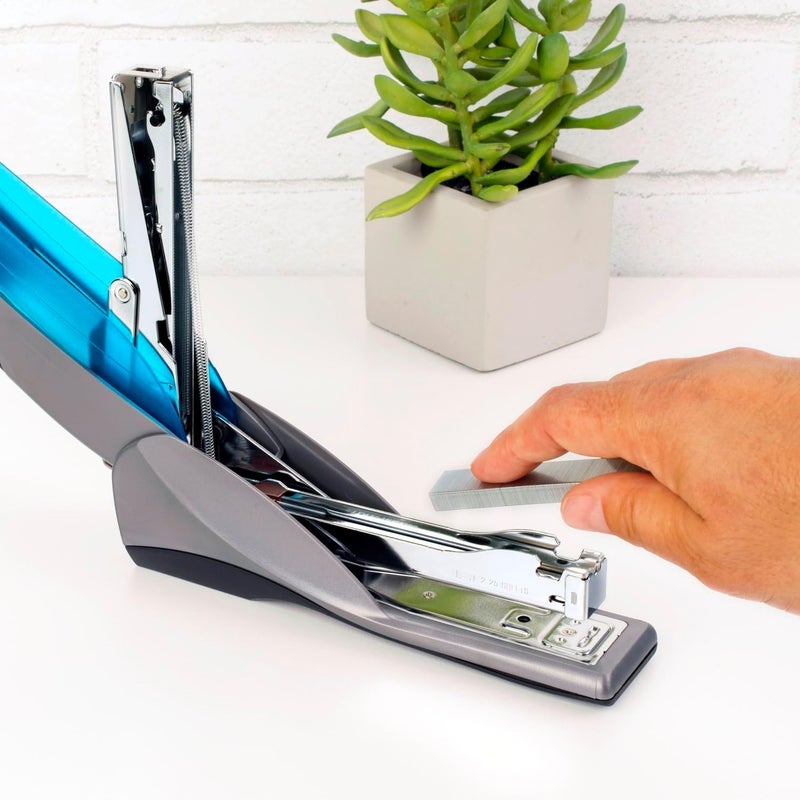 Swingline Optima 25 Stapler - 25 Sheet Capacity, Jam Free, Reduced Effort, Soft Grip, Blue and Gray - Image 4