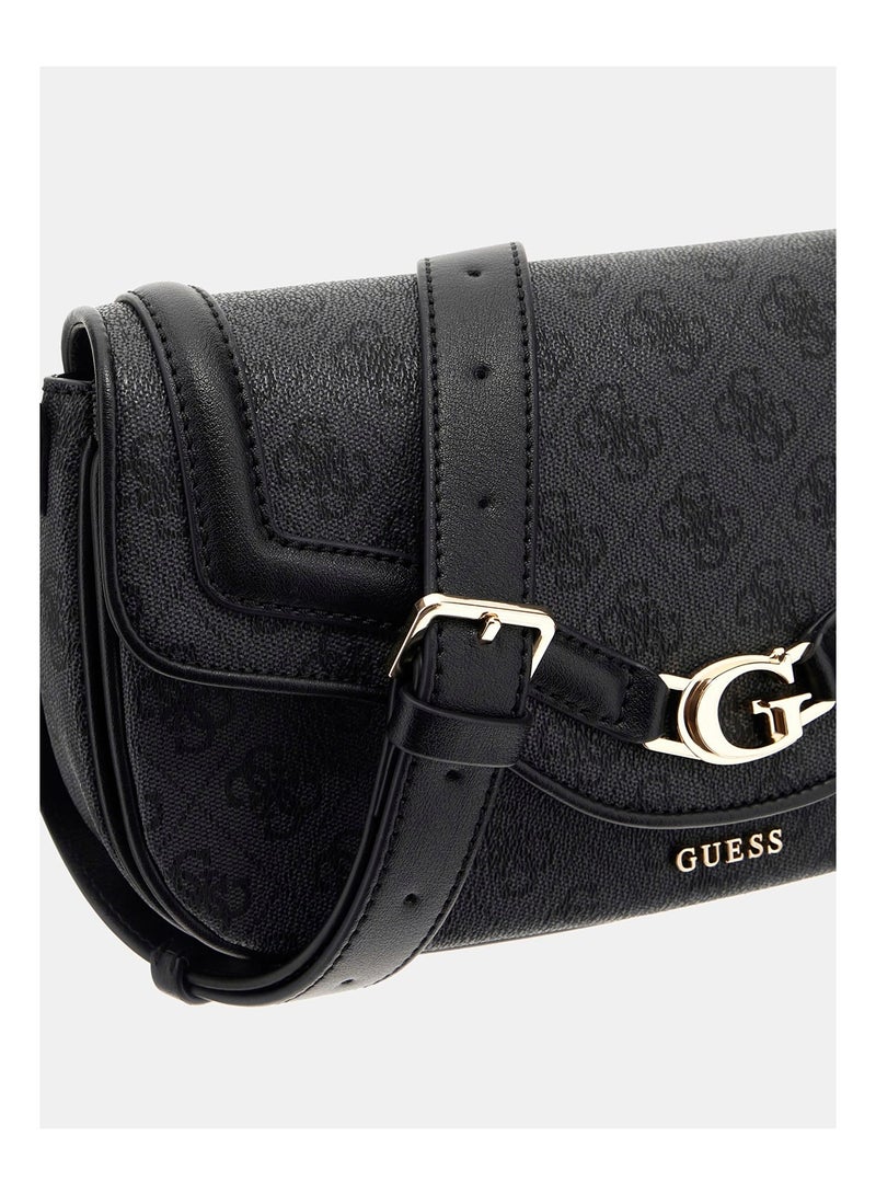 جس حقيبة كروسبودي سوداء من GUESS بشعار العلامة التجارية وإبزيم ذهبي على شكل حرف "G" - حقيبة كتف أنيقة للاستخدام اليومي - Image 4