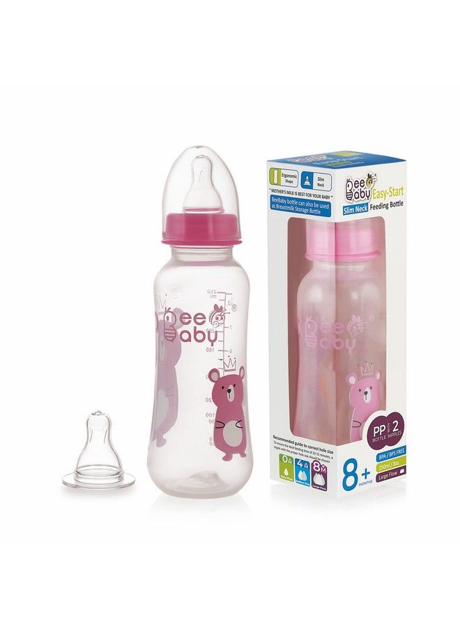 Beebaby زجاجة غذاء للأطفال ذات عنق ضيق من إيزي ستارت مع 4 حلمات سيليكون مضادة للكوليك لمولودين جدد 100% خالية من BPA. (250 مل وردي 1) - Image 2
