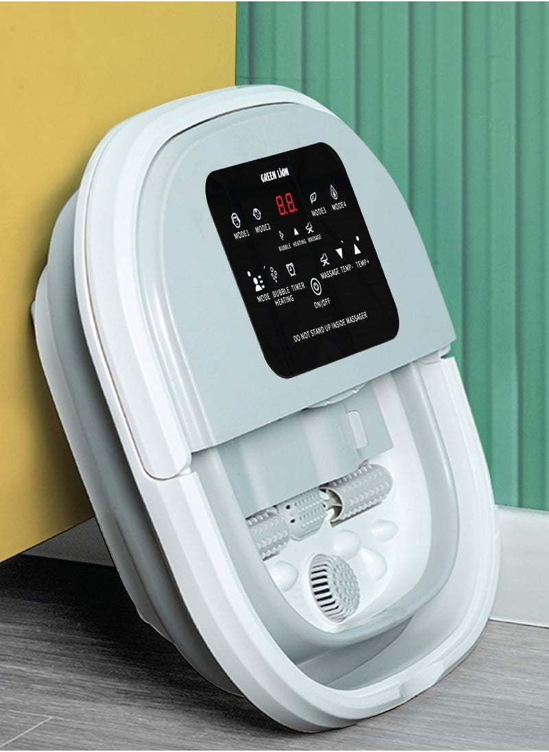 GREEN LION Foldable Foot Bath Massager with 8L Water Capacity / 4 Massage Modes / 420W Rated Power / Intelligent Timing / 8 Groups of Roller Massager / Digital Display / Bubble Surfing / Folding Storage - Grey  - Image 4