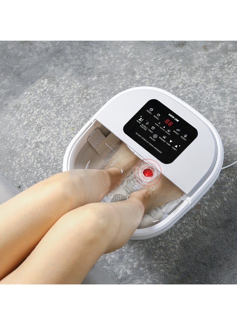 GREEN LION Foldable Foot Bath Massager with 8L Water Capacity / 4 Massage Modes / 420W Rated Power / Intelligent Timing / 8 Groups of Roller Massager / Digital Display / Bubble Surfing / Folding Storage - Grey  - Image 2