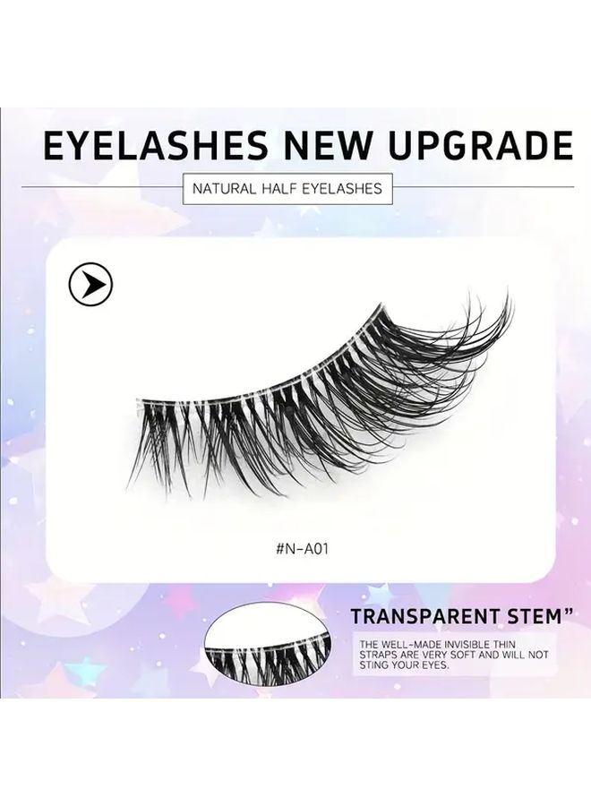 Natural 9 Pair Fluffy Wispy 3D Faux Mink Lashes Cat Eye Clear Band N A6 - Image 5