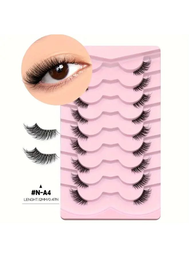 Natural 9 Pair Fluffy Wispy 3D Faux Mink Lashes Cat Eye Clear Band N A6 - Image 4