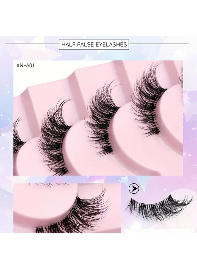 Natural 9 Pair Fluffy Wispy 3D Faux Mink Lashes Cat Eye Clear Band N A6 - Image 3