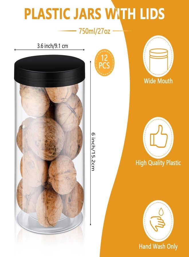 meekoo 12 Pcs 27 Ounce Plastic Jars with Lids PET Airtight Food Storage Container Clear Plastic Mason Jars Wide Mouth Cylinder Container for Meal Kitchen Organizing Spices Butter Cream - Image 2