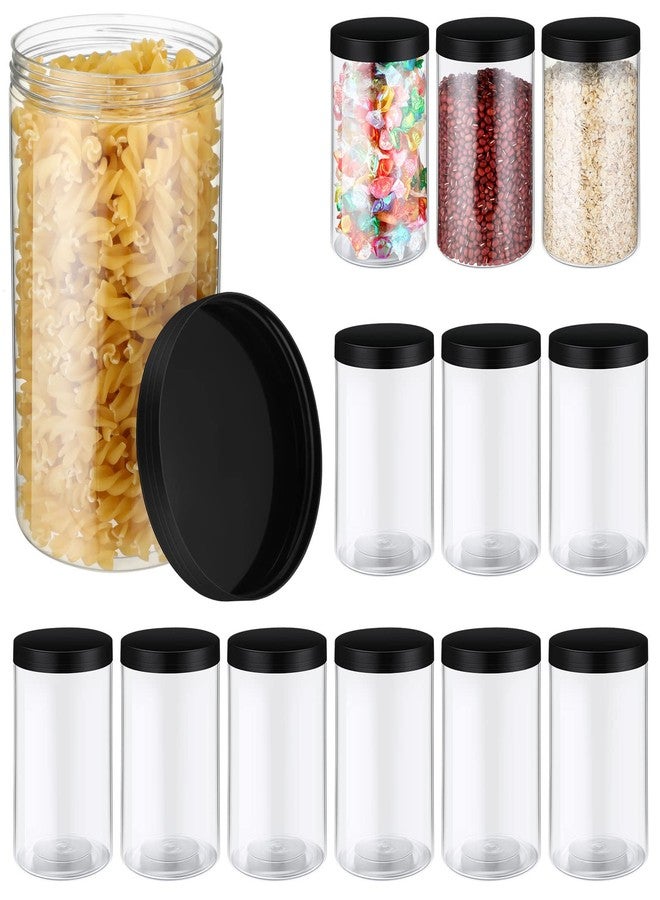 meekoo 12 Pcs 27 Ounce Plastic Jars with Lids PET Airtight Food Storage Container Clear Plastic Mason Jars Wide Mouth Cylinder Container for Meal Kitchen Organizing Spices Butter Cream - Image 1