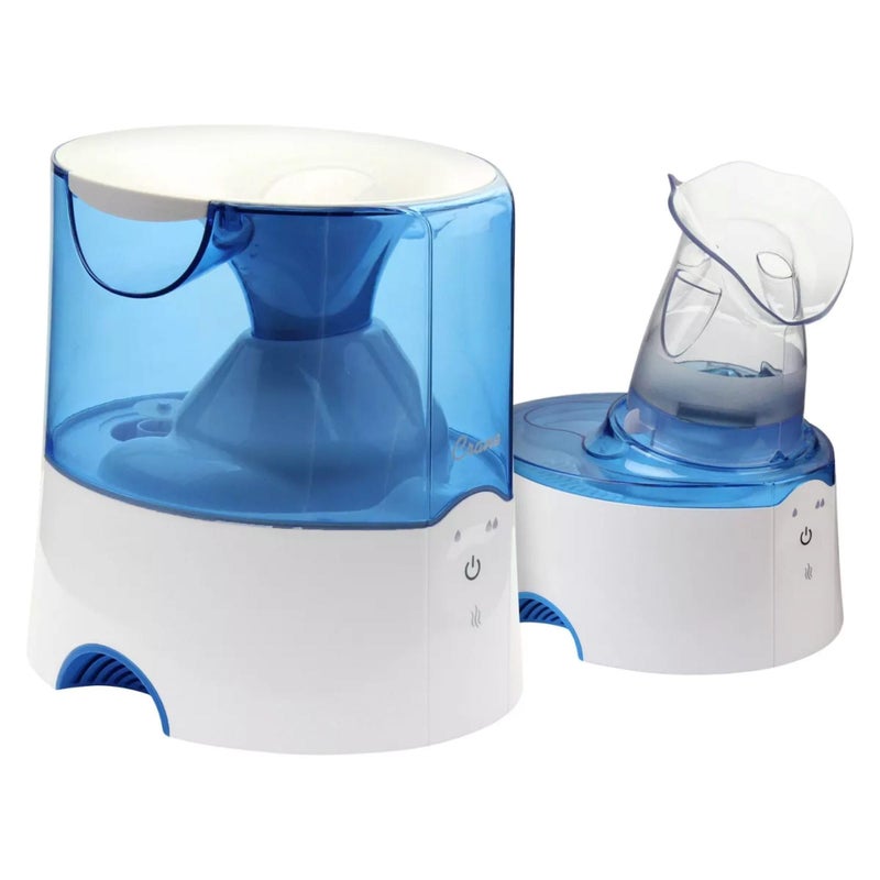 Crane Steam Inhaler & Warm Mist Humidifier, 0.5 Gallon, Humidifier FSA Eligible, Blue & White, Ideal Humidifiers for Bedroom, Sinus Inhaler, Vaporizer HSA, Vaporizer For Congestion - Image 1