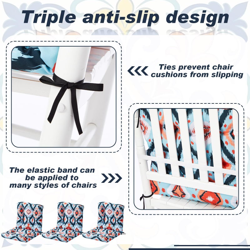 Hoteam 4 Set Outdoor Patio Chair Cushions 20 x 42 in Deep Seat Waterproof Patio Cushions Set for Furniture Replacement Removable Seat and Back (Ethnic Style) - Image 4