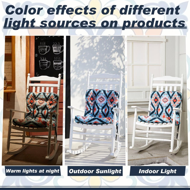 Hoteam 4 Set Outdoor Patio Chair Cushions 20 x 42 in Deep Seat Waterproof Patio Cushions Set for Furniture Replacement Removable Seat and Back (Ethnic Style) - Image 3