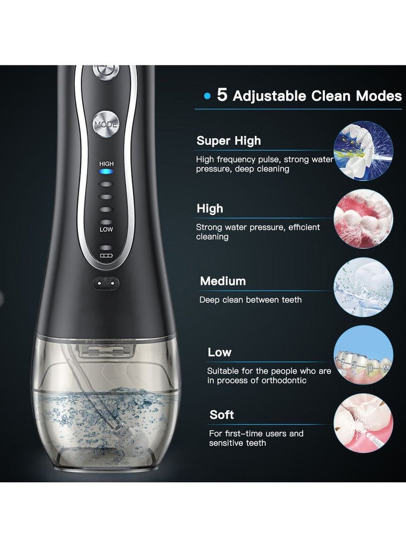 عربست Cordless Water Flosser Teeth Cleaner with 5 DIY Modes and Tips, Professional Portable Dental Oral Flossing Irrigator for Braces, IPX7 Waterproof, 300ML Water Tank for Home Travel - Image 5