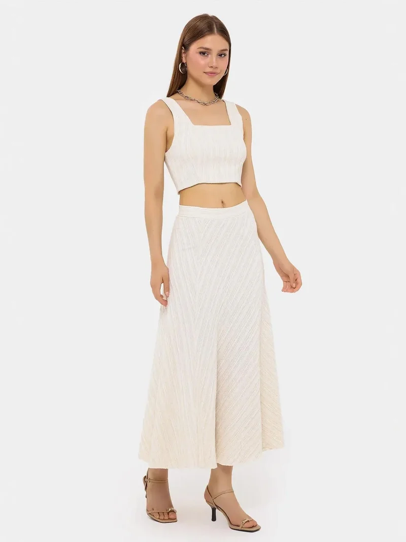 Hiccup طقم نسائي بدون أكمام بياقة مربعة وزر