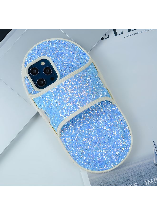HuHa Case Cover For iPhone 15 Pro Max Creative Glitter Slipper Design TPU Shockproof Phone Case Blue