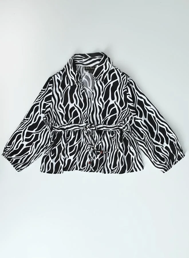 BELLA MODA All-Over Print Collared Blouse & Pants Co-Ords Set by Styli