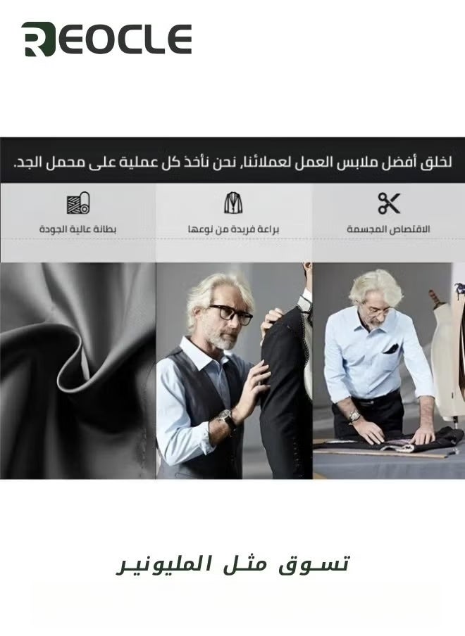 REOCLE Men's Fall Winter Striped Knitted Shirt Casual & Formal Fit Shirt Fake Two-Piece Long-Sleeved Khaki - Image 4