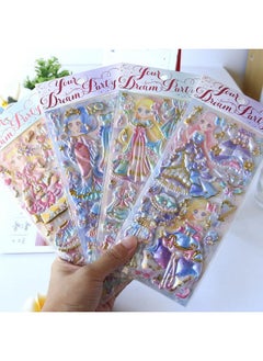 TEMSON TEMSON Kawaii Stickers Set - Princess Dress-Up Change Stickers, DIY 3D Stickers For Girls, Aesthetic Sticker, Self-Adhesive Stickers, Mobile Backcover Sticker For Girls (SL-QY)(Set Of 4,Random Design)  - Image 1