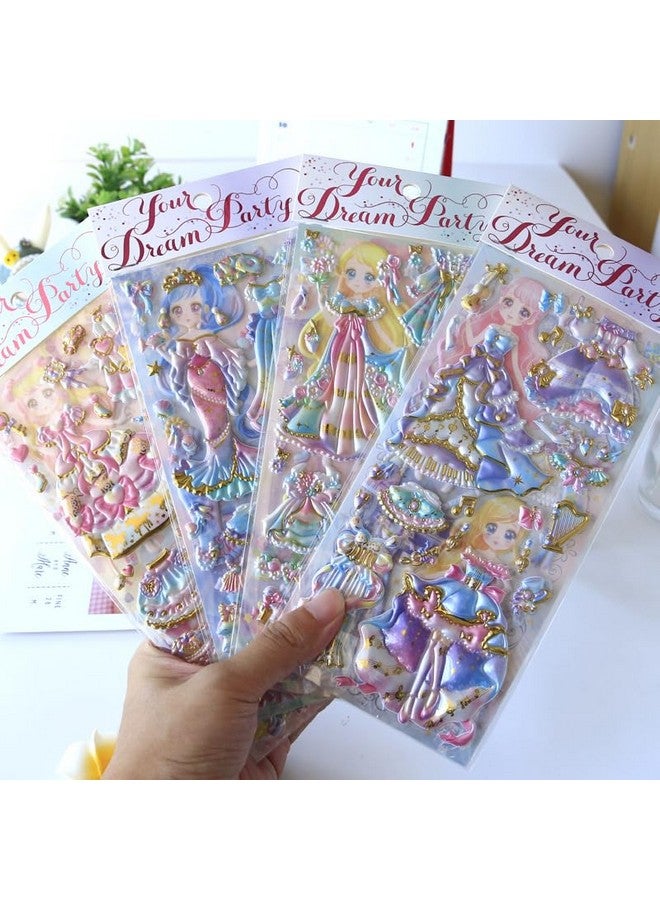 TEMSON Kawaii Stickers Set - Princess Dress-Up Change Stickers, DIY 3D Stickers For Girls, Aesthetic Sticker, Self-Adhesive Stickers, Mobile Backcover Sticker For Girls (SL-QY)(Set Of 4,Random Design) - Image 1