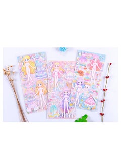 TEMSON TEMSON Kawaii Stickers Set - Princess Dress-Up Change Stickers, DIY 3D Stickers For Girls, Aesthetic Sticker, Self-Adhesive Stickers, Mobile Backcover Sticker For Girls (SL-QY)(Set Of 4,Random Design)  - Image 4