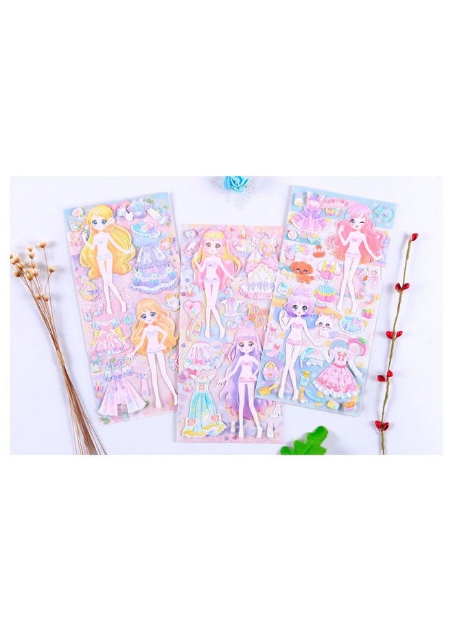 TEMSON Kawaii Stickers Set - Princess Dress-Up Change Stickers, DIY 3D Stickers For Girls, Aesthetic Sticker, Self-Adhesive Stickers, Mobile Backcover Sticker For Girls (SL-QY)(Set Of 4,Random Design) - Image 4