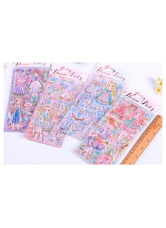 TEMSON TEMSON Kawaii Stickers Set - Princess Dress-Up Change Stickers, DIY 3D Stickers For Girls, Aesthetic Sticker, Self-Adhesive Stickers, Mobile Backcover Sticker For Girls (SL-QY)(Set Of 4,Random Design)  - Image 5
