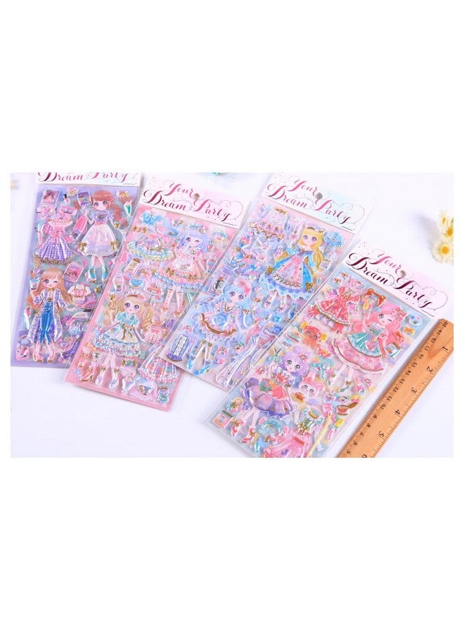 TEMSON Kawaii Stickers Set - Princess Dress-Up Change Stickers, DIY 3D Stickers For Girls, Aesthetic Sticker, Self-Adhesive Stickers, Mobile Backcover Sticker For Girls (SL-QY)(Set Of 4,Random Design) - Image 5