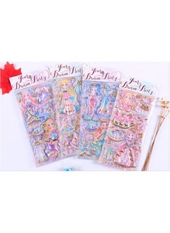 TEMSON TEMSON Kawaii Stickers Set - Princess Dress-Up Change Stickers, DIY 3D Stickers For Girls, Aesthetic Sticker, Self-Adhesive Stickers, Mobile Backcover Sticker For Girls (SL-QY)(Set Of 4,Random Design)  - Image 3