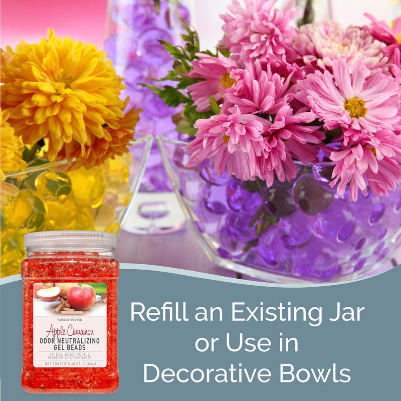 SMELLS BEGONE 48 oz Odor Eliminator Gel Bead Refill - Eliminates Odors from Bathrooms  Cars  Boats  RVs & Pet Areas - Air Freshener - Made with Essential Oils - Apple Cinnamon Scent - Image 2