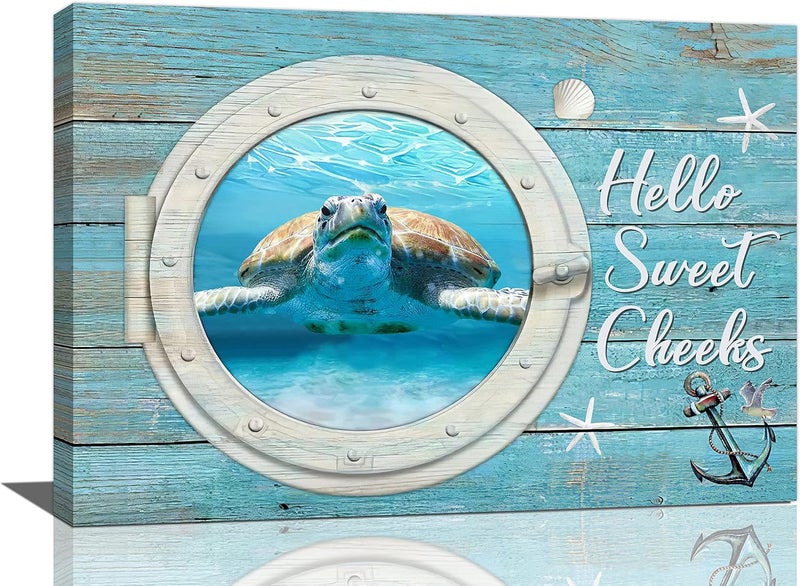 SweetFox Sea Turtle Canvas Wall Art - Image 1