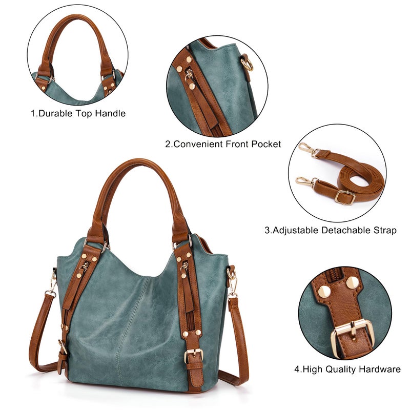 Soperwillton Crossbody Bags for Women Large Hobo Purse PU Leather Shoulder Handbag Ladies Tote Wallet Set 2PCS - Image 4