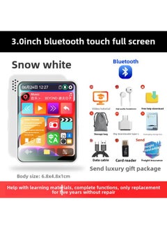 Platinum Mp3 Bluetooth Card Mp4 Walkman Student Edition Mp5 Music Player P4 Novel No Screen P3 Qingying-Body Color:Yunbai Qingying 3inch Touch Screen Bluetooth 6.0 Qingyingbang Download Eye Protection Screen Enlarged Battery Can Be Used Outside-Memory Capacity:32gb. Qingying Super Top Gift Pack⭐Qingying Standard + Wired Magnetic Headphones + Wireless Bluetooth Ears