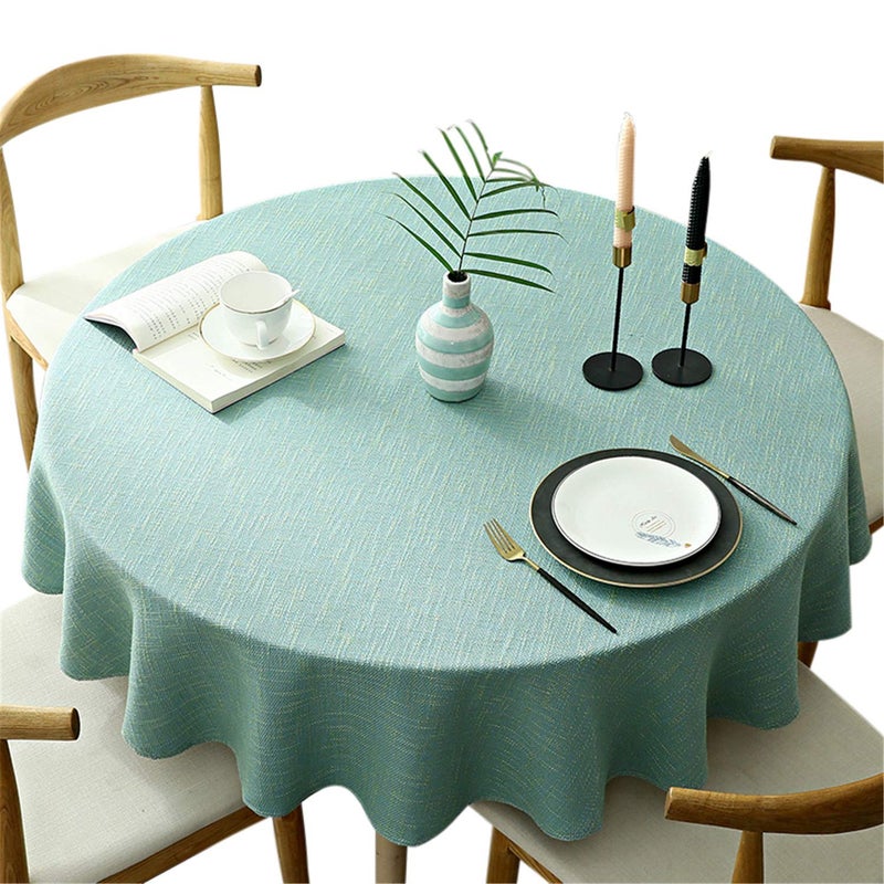 Fhberni Heavy Weight Round Tablecloth Decorative Solid Color Table Cover Cotton Linen Table Cloth Kitchen Dining Home Tabletop Decoration Aqua 48 inch Recommended for Table Sizes up to 32 inches
