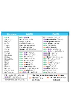 Prints Excel and Word Arabic Keyboard Shortcuts Sticker – Boost Productivity  - Image 1