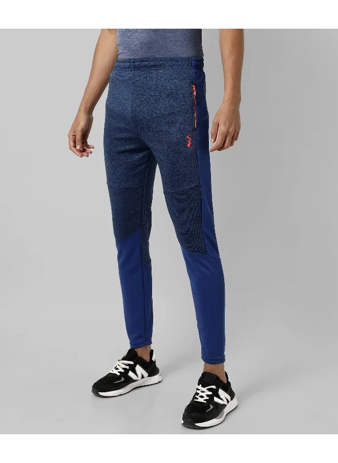 Campus Sutra Men's Blue Colourblocked Regular Fit Trackpants