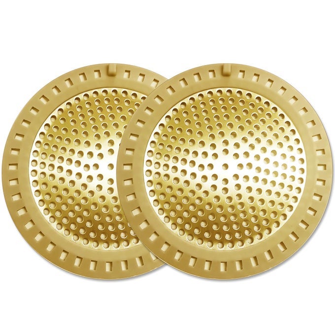 2PCS HAIR CATCHER SHOWER DRAINSTRAINERCOVERFILTERTRAP BATHTUB DRAIN COVER HAIR CATCHER HAIR STOPPER FOR BATHROOM SINKFLOOR DRAIN STAINLESS STEEL AND SILICONE DRAIN STRAINER GOLD