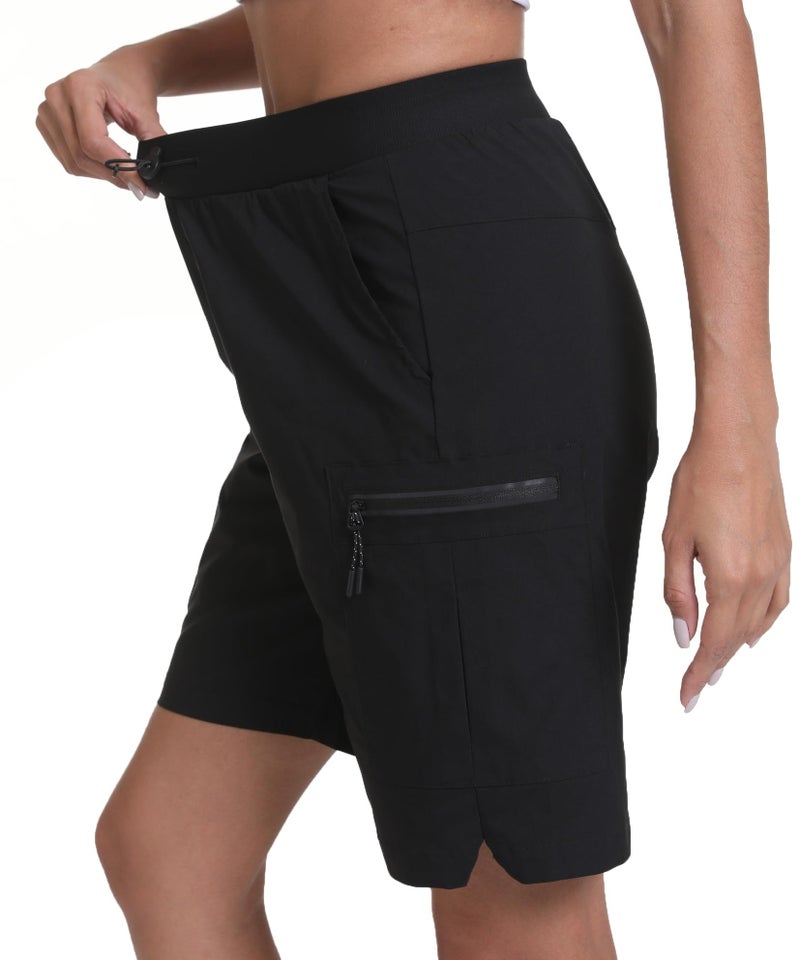 zsenoxaxi Women's Hiking Cargo Shorts Quick Dry Lightweight Shorts for Travel Athletic(Black,XXL) - Image 2