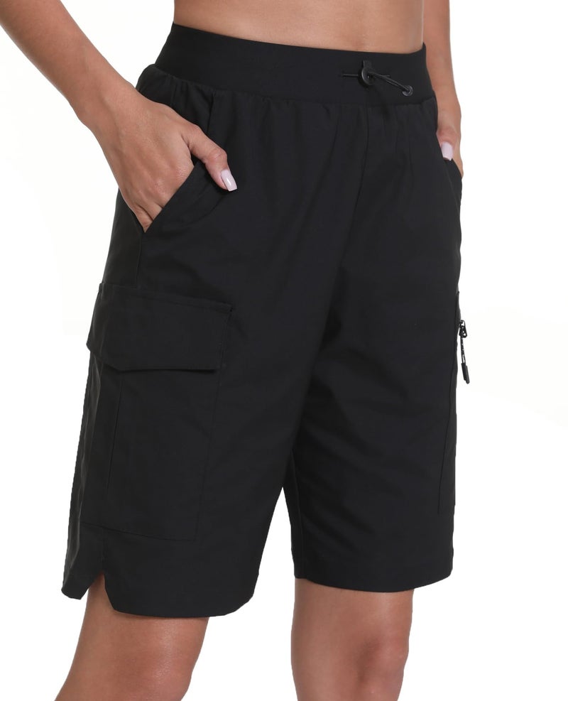 zsenoxaxi Women's Hiking Cargo Shorts Quick Dry Lightweight Shorts for Travel Athletic(Black,XXL) - Image 5