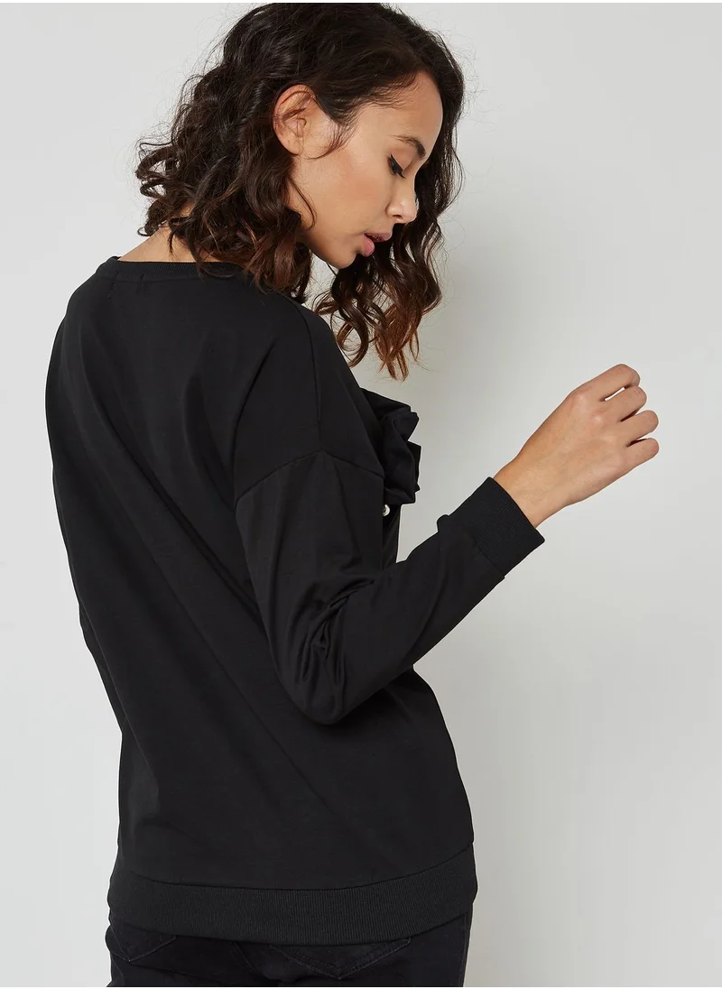 Ginger Pearl Ruffle Paneled Sweatshirt