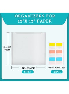 Caydo 82 Pieces Scrapbook Paper Storage Organizer with 120 Pieces Sticky Index Tabs, Scrapbook Storage and Organization Holds 12 x 12 Inch Scrapbook Paper, Vinyl Paper, Cardstock